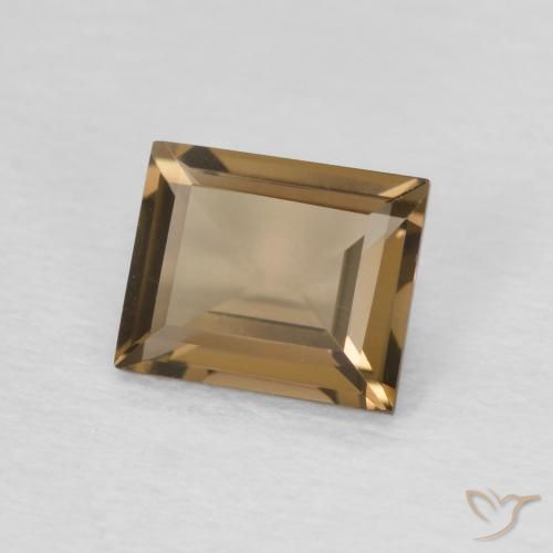 0.87캐럿 천연 Medium Dark-Brown 스모키 쿼츠, 바게트, VVS