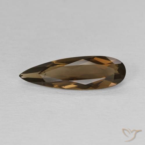 1.67ct 자연스러운 미디엄 브라운 스모키 쿼츠, 배 모양, VVS