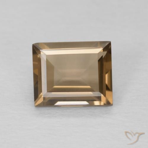 0.89ct 자연스러운 연한 갈색 스모키 쿼츠, 바게트, VVS