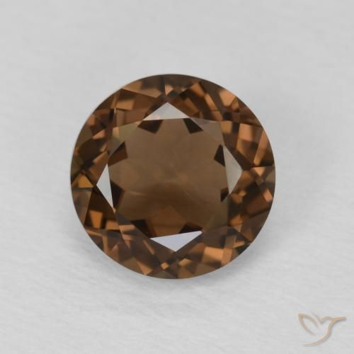 1.20ct 자연스러운 미디엄 브라운 스모키 쿼츠, 둥근, VVS