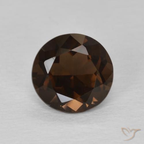 1.09ct 자연스러운 어두운 갈색 스모키 쿼츠, 둥근, VVS