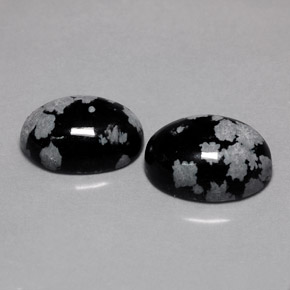 캐럿 천연 스노우플레이크 스노우플레이크 옵시디언 보석, 타원형 컷, 13.9×10 mm, 불투명체
