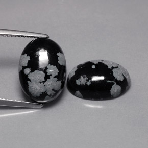 캐럿 천연 스노우플레이크 스노우플레이크 옵시디언 보석, 타원형 컷, 13.9×10 mm, 불투명체