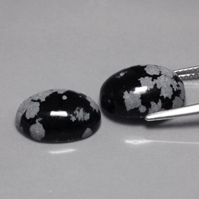 캐럿 천연 스노우플레이크 스노우플레이크 옵시디언 보석, 타원형 컷, 13.9×10 mm, 불투명체