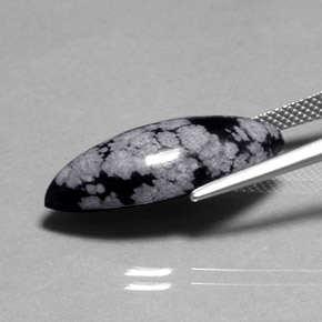 10.16캐럿 천연 스노우플레이크 스노우플레이크 옵시디언, 마퀴즈, 14.4×11.9 mm, 불투명체