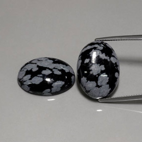 캐럿 천연 스노우플레이크 스노우플레이크 옵시디언 보석, 타원형 컷, 20×14.9 mm, 불투명체