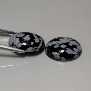 캐럿 천연 스노우플레이크 스노우플레이크 옵시디언 보석, 타원형 컷, 20×14.9 mm, 불투명체