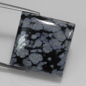 20.67캐럿 천연 그레이 화이트 블랙 스노우플레이크 옵시디언, 스퀘어, 20×19.8 mm, 불투명체