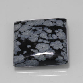 20.67캐럿 천연 그레이 화이트 블랙 스노우플레이크 옵시디언, 스퀘어, 20×19.8 mm, 불투명체