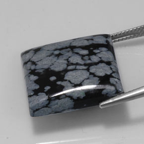 20.67캐럿 천연 그레이 화이트 블랙 스노우플레이크 옵시디언, 스퀘어, 20×19.8 mm, 불투명체