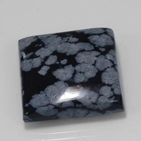 23.11캐럿 천연 그레이 화이트 블랙 스노우플레이크 옵시디언, 스퀘어, 20×19.9 mm, 불투명체