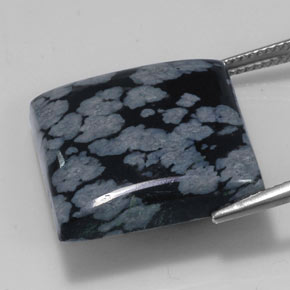 23.11캐럿 천연 그레이 화이트 블랙 스노우플레이크 옵시디언, 스퀘어, 20×19.9 mm, 불투명체