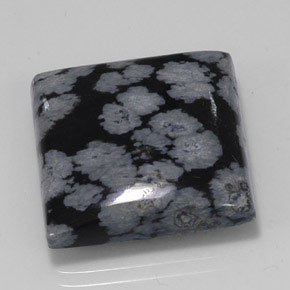 20.36캐럿 천연 그레이 화이트 블랙 스노우플레이크 옵시디언, 스퀘어, 19.9×19.8 mm, 불투명체