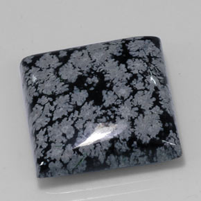 22.09캐럿 천연 그레이 화이트 블랙 스노우플레이크 옵시디언, 스퀘어, 19.9×19.9 mm, 불투명체