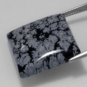 22.09캐럿 천연 그레이 화이트 블랙 스노우플레이크 옵시디언, 스퀘어, 19.9×19.9 mm, 불투명체