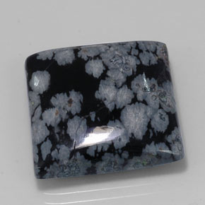 20.19캐럿 천연 그레이 화이트 블랙 스노우플레이크 옵시디언, 스퀘어, 19.8×19.8 mm, 불투명체