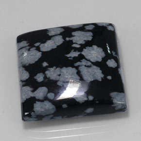21.34캐럿 천연 그레이 화이트 블랙 스노우플레이크 옵시디언, 스퀘어, 20×19.9 mm, 불투명체