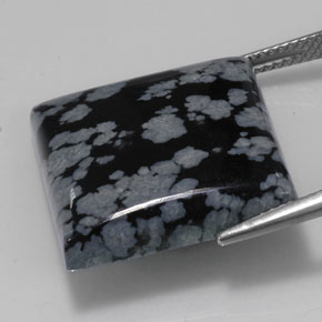 21.45캐럿 천연 그레이 화이트 블랙 스노우플레이크 옵시디언, 스퀘어, 19.9×19.9 mm, 불투명체