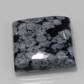 22.67캐럿 천연 그레이 화이트 블랙 스노우플레이크 옵시디언, 스퀘어, 19.7×19.5 mm, 불투명체