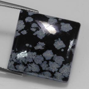 20.43캐럿 천연 블랙 화이트 스노우플레이크 옵시디언, 스퀘어, 20×19.8 mm, 불투명체