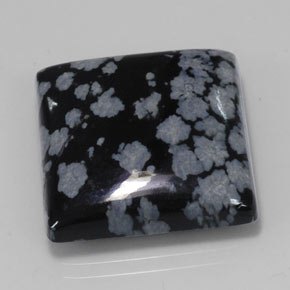 20.43캐럿 천연 블랙 화이트 스노우플레이크 옵시디언, 스퀘어, 20×19.8 mm, 불투명체