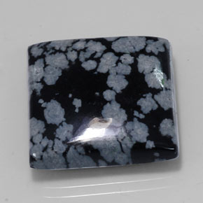 21.53캐럿 천연 그레이 화이트 블랙 스노우플레이크 옵시디언, 스퀘어, 19.9×19.9 mm, 불투명체