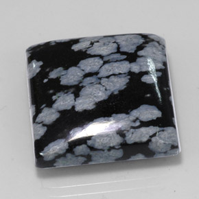 22.60캐럿 천연 그레이 화이트 블랙 스노우플레이크 옵시디언, 스퀘어, 19.7×19.7 mm, 불투명체