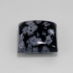 11.52캐럿 천연 블랙 화이트 스노우플레이크 옵시디언, 스퀘어, 14.9×14.9 mm, 불투명체