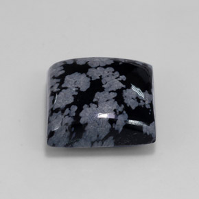 12.14캐럿 천연 그레이 화이트 블랙 스노우플레이크 옵시디언, 스퀘어, 15×15 mm, 불투명체