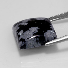 12.26캐럿 천연 스노우플레이크 스노우플레이크 옵시디언, 스퀘어, 15.1×15.1 mm, 불투명체