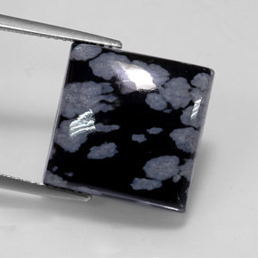 11.53캐럿 천연 스노우플레이크 스노우플레이크 옵시디언, 스퀘어, 14.9×14.9 mm, 불투명체