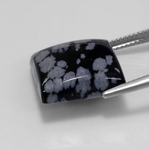 11.53캐럿 천연 스노우플레이크 스노우플레이크 옵시디언, 스퀘어, 14.9×14.9 mm, 불투명체