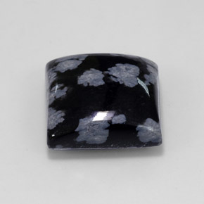 11.46캐럿 천연 블랙 화이트 스노우플레이크 옵시디언, 스퀘어, 14.9×14.9 mm, 불투명체