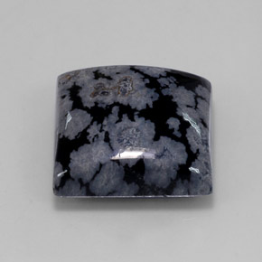 11.21캐럿 천연 블랙 화이트 스노우플레이크 옵시디언, 스퀘어, 15×15 mm, 불투명체