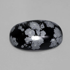 13.62캐럿 천연 그레이 화이트 블랙 스노우플레이크 옵시디언, 타원형 컷, 21.9×15.5 mm, 불투명체