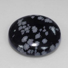 25.36캐럿 천연 그레이 화이트 블랙 스노우플레이크 옵시디언, 라운드 컷, 24.83 mm, 불투명체