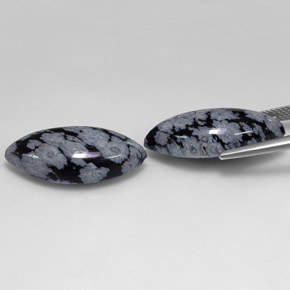 캐럿 천연 회백색 검정 눈송이 흑요석 보석, 보석, 불투명체