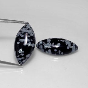 캐럿 천연 스노우플레이크 스노우플레이크 옵시디언 보석, 마퀴즈, 24.5×12 mm, 불투명체