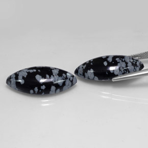 캐럿 천연 스노우플레이크 스노우플레이크 옵시디언 보석, 마퀴즈, 24.5×12 mm, 불투명체