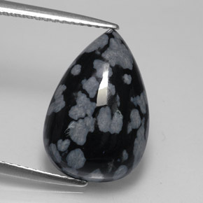 6.26캐럿 천연 스노우플레이크 스노우플레이크 옵시디언, 배 모양, 16.5×11.1 mm, 불투명체