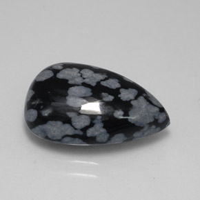 6.26캐럿 천연 스노우플레이크 스노우플레이크 옵시디언, 배 모양, 16.5×11.1 mm, 불투명체