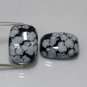 캐럿 천연 블랙 화이트 스노우플레이크 옵시디언 보석, 쿠션 컷, 18×13.1 mm, 불투명체