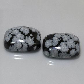캐럿 천연 블랙 화이트 스노우플레이크 옵시디언 보석, 쿠션 컷, 18×13.1 mm, 불투명체
