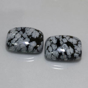 캐럿 천연 블랙 화이트 스노우플레이크 옵시디언 보석, 쿠션 컷, 17.8×13.2 mm, 불투명체