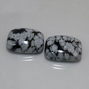 캐럿 천연 블랙 화이트 스노우플레이크 옵시디언 보석, 쿠션 컷, 17.9×13.1 mm, 불투명체