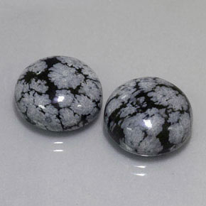 캐럿 천연 그레이 화이트 블랙 스노우플레이크 옵시디언 보석, 라운드 컷, 15.02 mm, 불투명체
