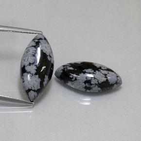 캐럿 천연 그레이 화이트 블랙 스노우플레이크 옵시디언 보석, 마퀴즈, 20.8×10 mm, 불투명체