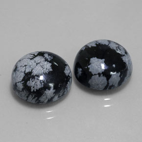 캐럿 천연 블랙 화이트 스노우플레이크 옵시디언 보석, 라운드 컷, 12.26 mm, 불투명체