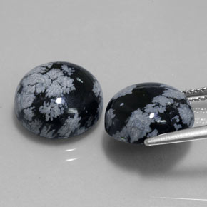 캐럿 천연 블랙 화이트 스노우플레이크 옵시디언 보석, 라운드 컷, 12.26 mm, 불투명체