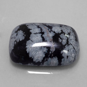 10.37캐럿 천연 블랙 화이트 스노우플레이크 옵시디언, 쿠션 컷, 17.8×12.9 mm, 불투명체